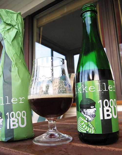 mikkeller 1000 ibu beer in glass