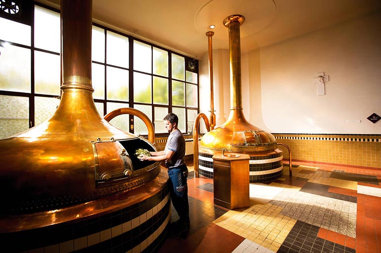 Fermentation tanks in the trappist brewery Westmalle Brewery