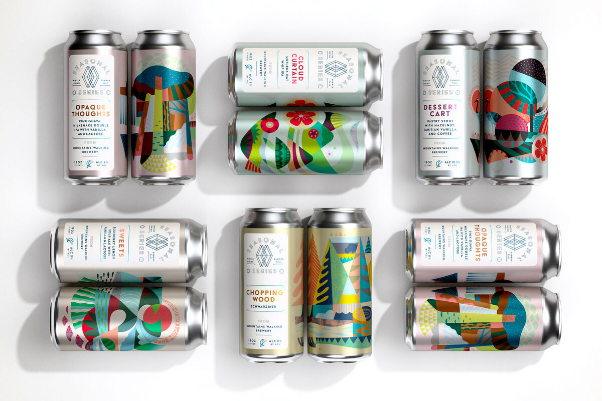 Mountains Walking Seasonal Beer Packaging